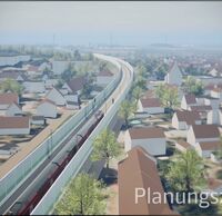 Eine Visualisierung der Rheintalbahn im Bereich Eschbach im Planungszustand