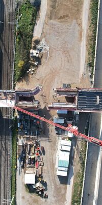 Luftbild der Baustelle.