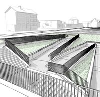 Architektonisches Rendering Treppen und Rampenanlage