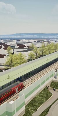 Visualisierung Bahnhof Denzlingen aus der Vogelperspektive