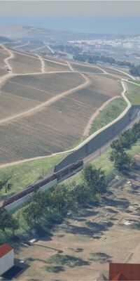 Visualisierung einer zukünftigen Eisenbahnstrecke bei St. Georgen nahe Freiburg