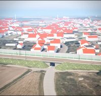 Eine Visualisierung der zukünftigen Eisenbahnstrecke am Ort Tunsel. Die Brücke über die Muttighofer Straße wird erneuert.