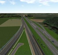 In der ersten Bauphase wird die provisorische Gleisverbindung gebaut, deren Abzweig hier zu sehen ist. (Visualisierung: Deutsche Bahn AG)