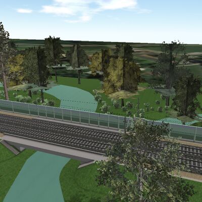 Querung der Rheintalbahn über die Alte Elz. (Visualisierung: Deutsche Bahn AG)