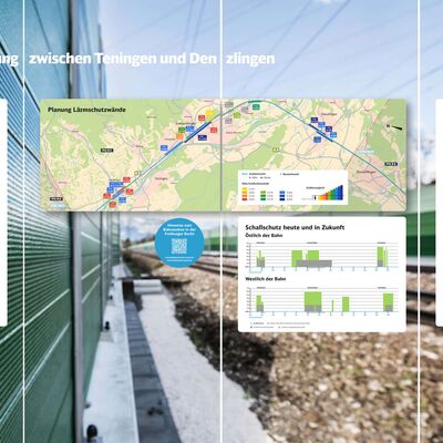 Eine Infotafel, wie sie beim Infomarkt für die Frühe Öffentlichkeitsbeteiligung im PfA 8.5 zum Einsatz kam.