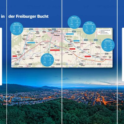 Eine Infotafel, wie sie beim Infomarkt für die Frühe Öffentlichkeitsbeteiligung im PfA 8.7 zum Einsatz kam