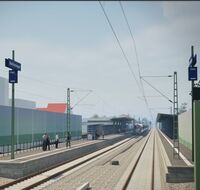 Eine Nahansicht des zukünftigen Bahnhofs Bad Krozingen. Links und rechts stehen die neuen Schallschutwände.