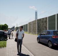 Visualisierung einer grünen Schallschutzwand in Müllheim