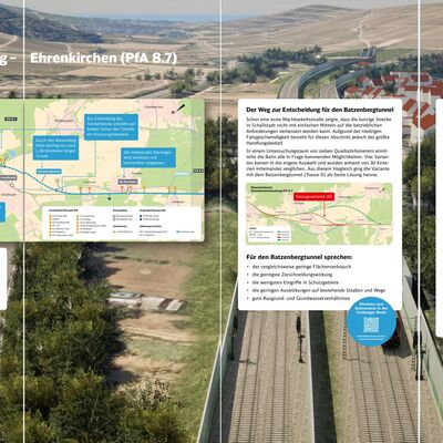 Eine Infotafel, wie sie beim Infomarkt für die Frühe Öffentlichkeitsbeteiligung im PfA 8.7 zum Einsatz kam