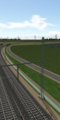 Auf der Höhe von Kenzingen-Hecklingen zweigt die provisorische Verbindungsspange in Richtung Autobahn ab. (Visualisierung: Deutsche Bahn AG)