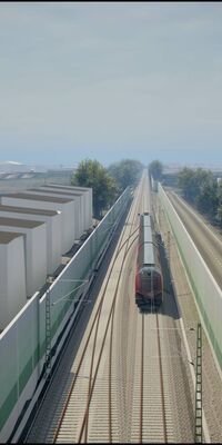 Eine Nahansicht des zukünftigen Situation an der Rheintalbahn auf Höhe der Herbert-Hellmann-Allee.