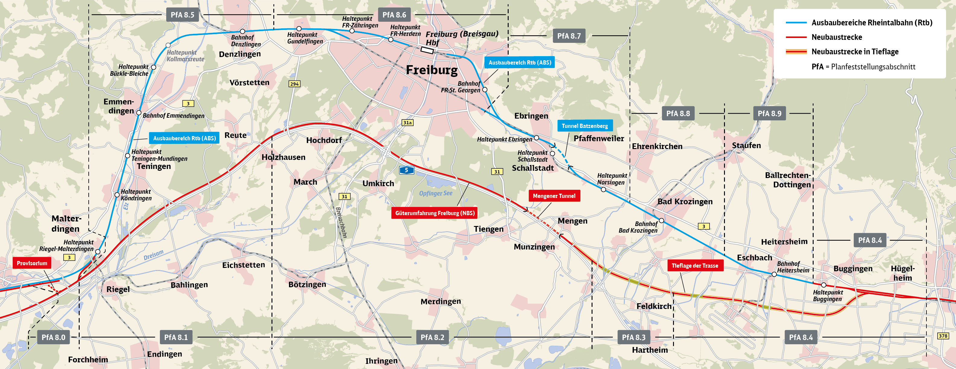 Karte Streckenabschnitt 8 von Kenzingen bis Müllheim (JPG, nicht barrierefrei)
